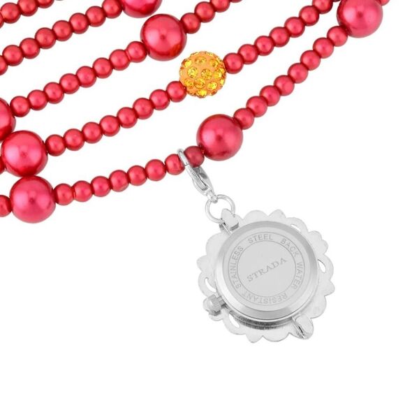 Strada Japanese Movement fuchsia glass and multi crystal beaded bracelet - Picture 5 of 8